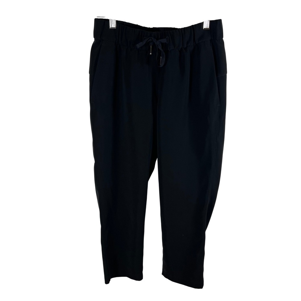 Lululemon‎ On the Fly 7/8 Pant Black Woven Drawstring Joggers Size 4 cropped